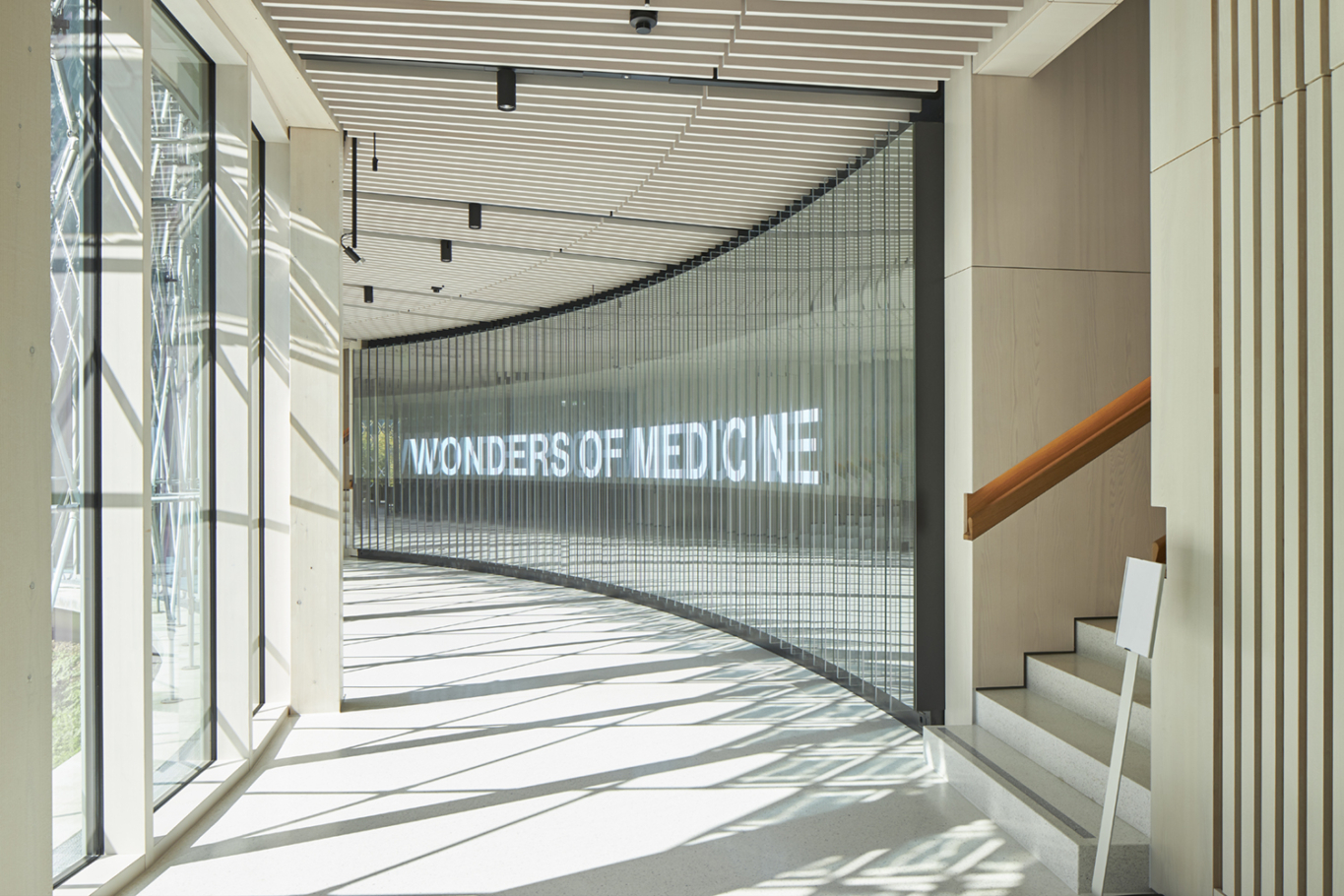 Lioba Schneider Architekturfotografie: Der Novartis-Pavillon in Basel. Innen gibt es die Dauerausstellung "Wonders of Medicine".